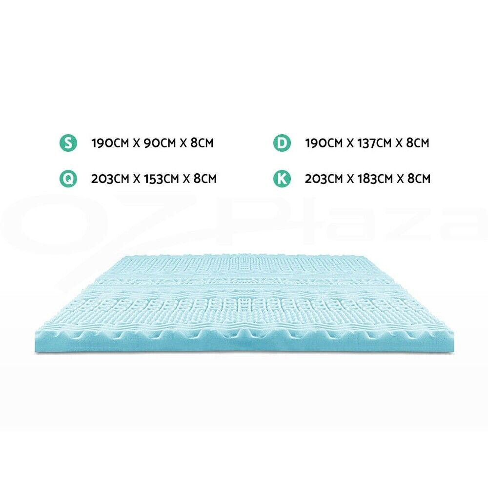 Giselle 11-Zone Memory Foam Topper Cool Gel Mattress Toppers W/Bamboo Cover