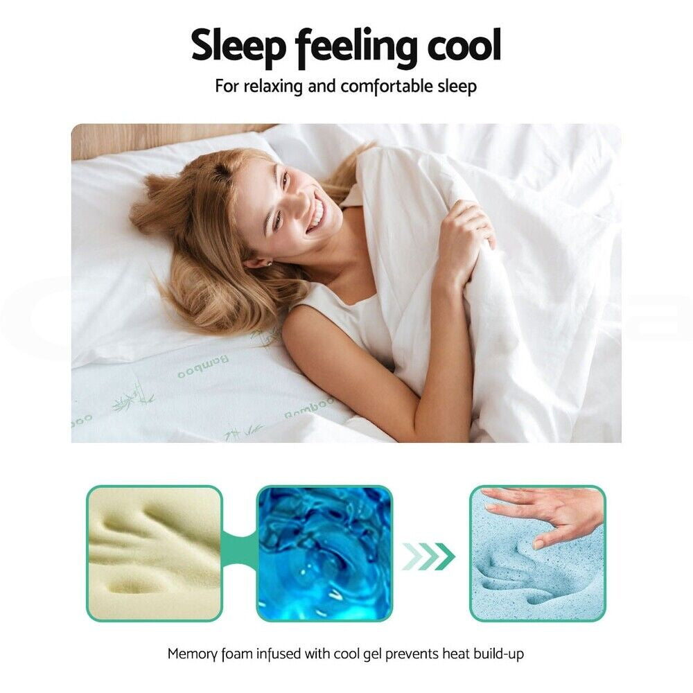 Giselle 11-Zone Memory Foam Topper Cool Gel Mattress Toppers W/Bamboo Cover