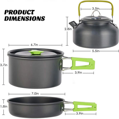 10 Piece Aluminum Camping Mess Kit