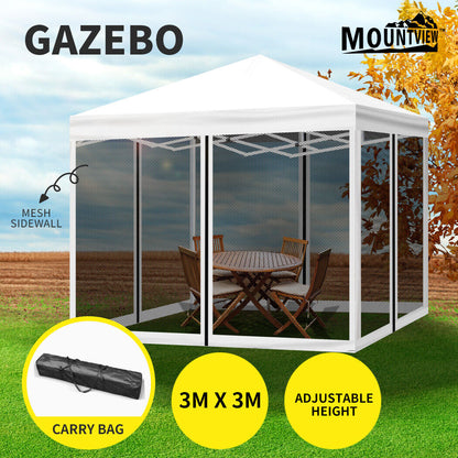 Mountview Gazebo 3X3 Marquee Pop up Tent Outdoor Canopy Wedding Mesh Side Wall