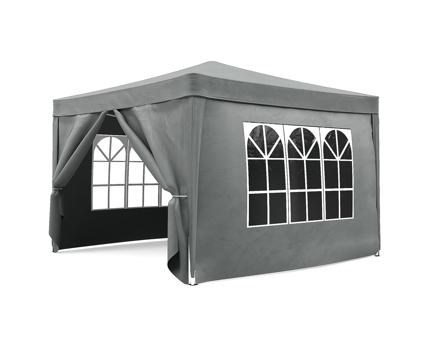 3X3 Pop up Marquee Outdoor Waterproof Canopy Tent Portable Gazebo with 4 Side Walls Shelter Grey