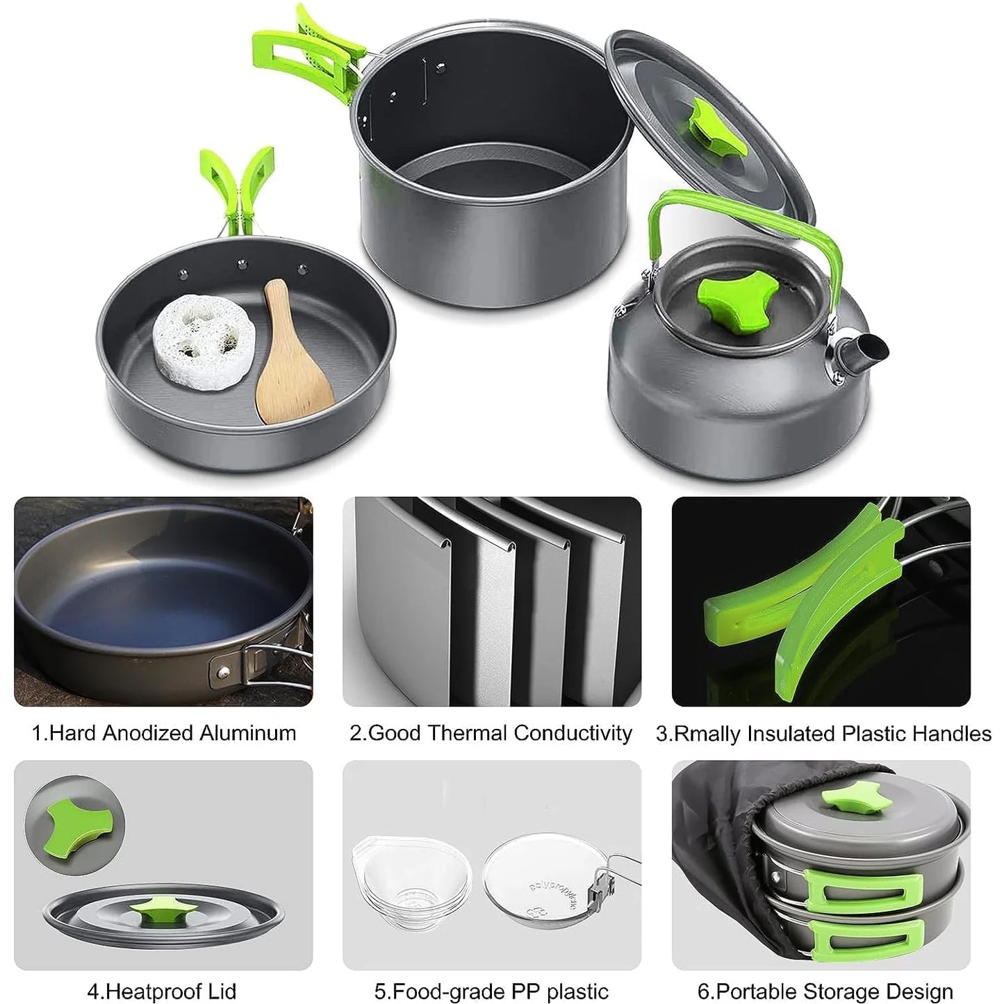 10 Piece Aluminum Camping Mess Kit