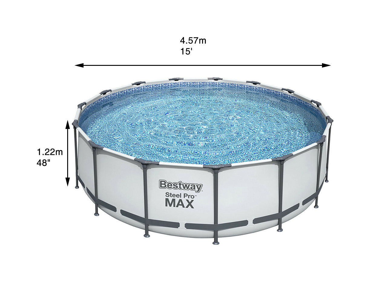 56439 - 4.57M X 1.22M Swimming Pool above Ground Steel round Filter Pump Ladder